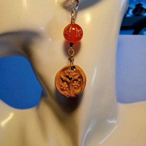 Boho Style Earrings W/ Carnelian Stone - Picture 1 of 2